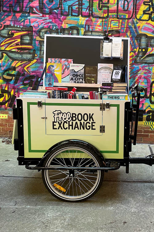 Free book exchange bicycle cart